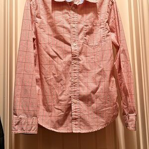 Wonder Nation Men's Coral Checkered Button Down Shirt